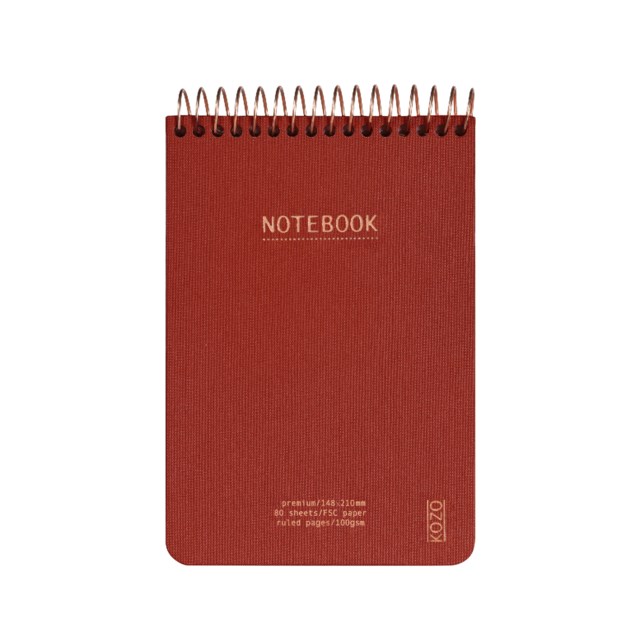 Anteckningsblock Kozo Premium A6, linneomslag, tegelröd, 100g papper - A6 - 1