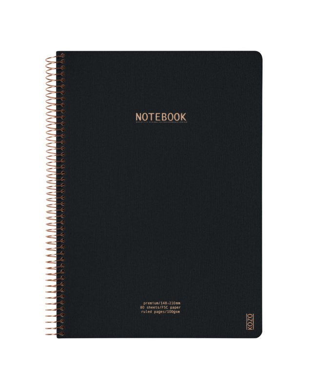 Anteckningsblock Kozo Premium A4 Linjerat, svart, 80 sidor - A4 - 1