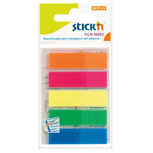 Märkflik Stick n PP Neon, 45x12mm, 5 färger, 125 st - 45x12mm - 1