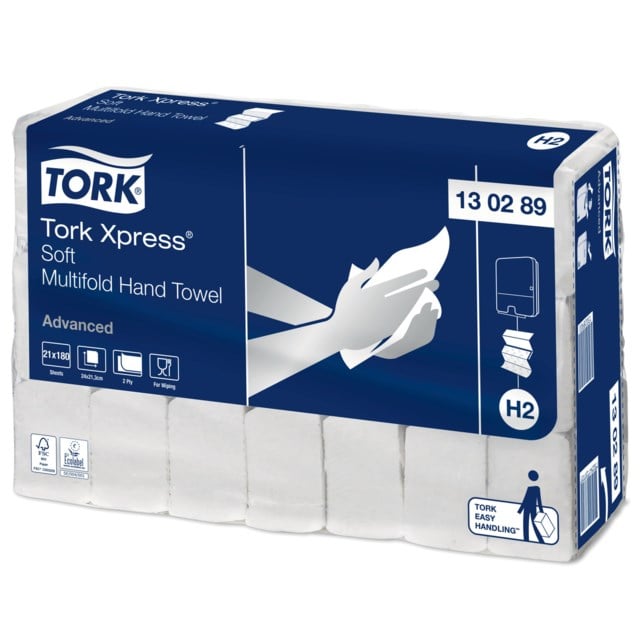 Pappershandduk Tork H2 Advanced 2-Lag Soft 3780 st/Krt - 260x210mm - 1