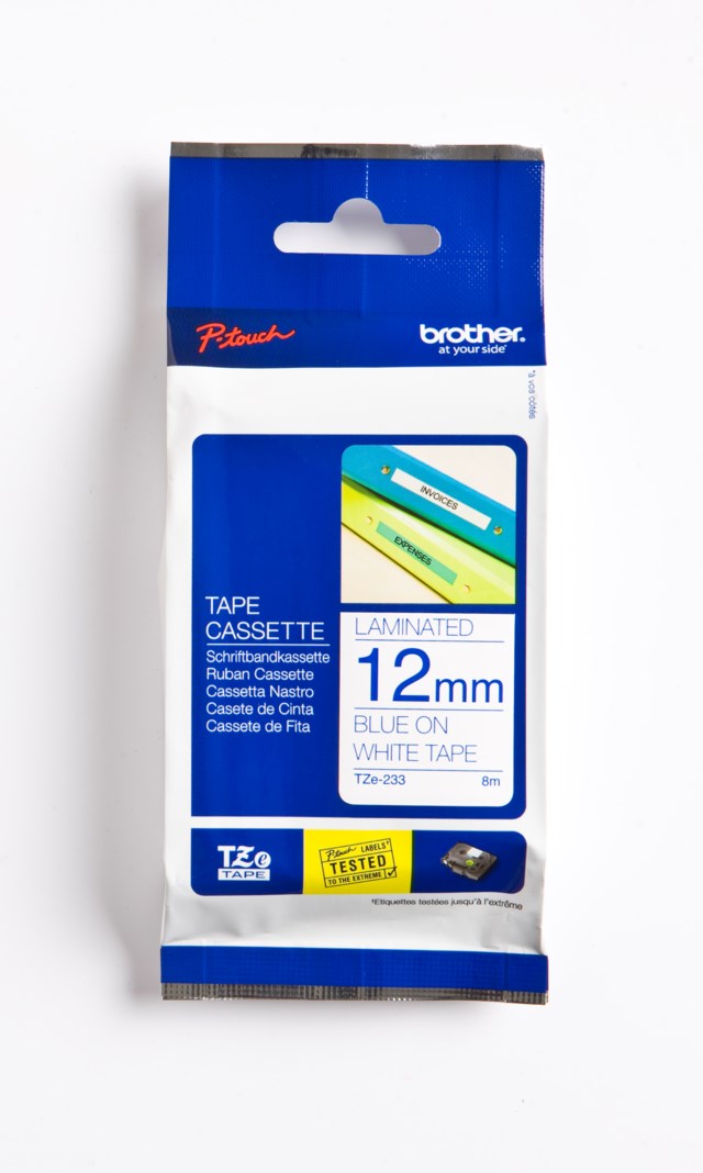 Märkband Brother blå/vit 12mm x 8m - 12mmx8m - 1